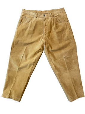 Vtg Phat Farm Suede Leather Pants Tan Camel Baggy Y2K Hip Hop Streetwear Size 38